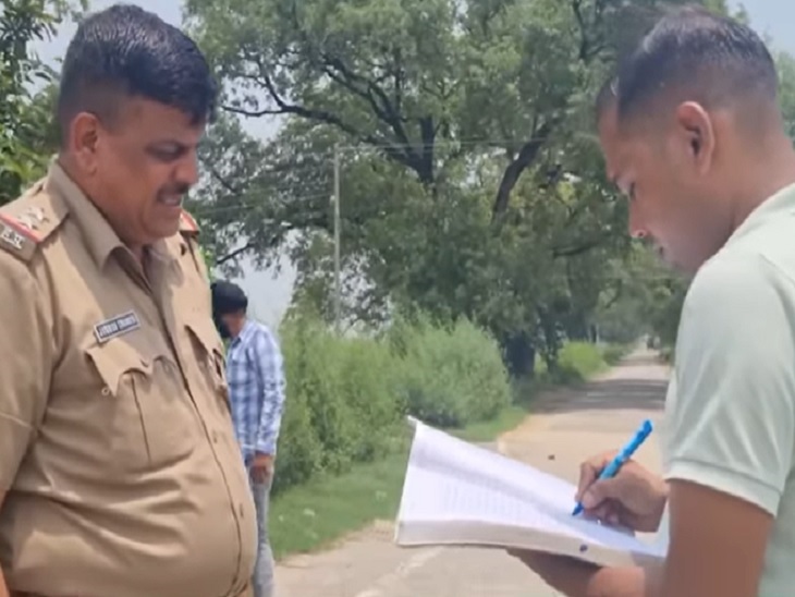लढ़ौंरा मोड़ पर कार्रवाई करती FSL टीम।