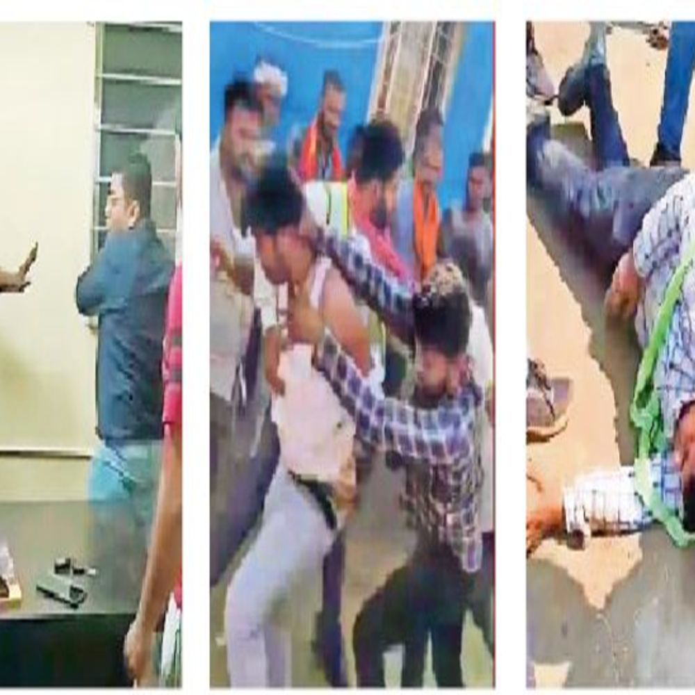 भारतमाला प्रोजेक्ट के ठेकेदार कर्मियों ने वीडियो किया वायरल:ड्राइवर की बेल्ट से की पिटाई तो अगले दिन ड्राइवरों ने स्टाफ को सड़क पर बांधकर पीटा