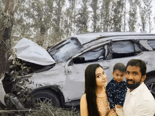 पानीपत में पहलवान योगेश्वर दत्त की पत्नी का एक्सीडेंट:फॉर्च्यूनर बेकाबू होकर सड़क किनारे पेड़ से टकराई; 7 साल का बेटा साथ था