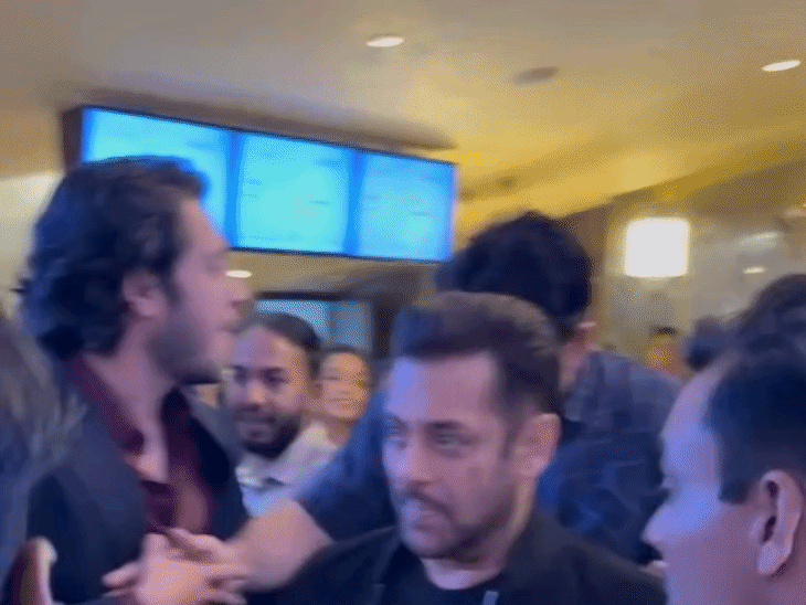 सलमान की सिक्योरिटी ने जुनैद को नहीं पहचाना:बॉडीगार्ड्स ने आमिर के बेटे को 'भाईजान' से किया दूर, वीडियो हुआ वायरल