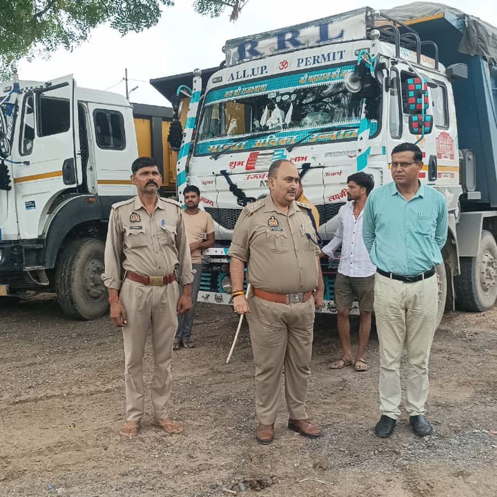 जालौन में अवैध बालू खनन पर 5 ओवरलोड ट्रक सीज:एसडीएम और सीओ ने की कार्रवाई, खनिज प्रपत्र नहीं मिले