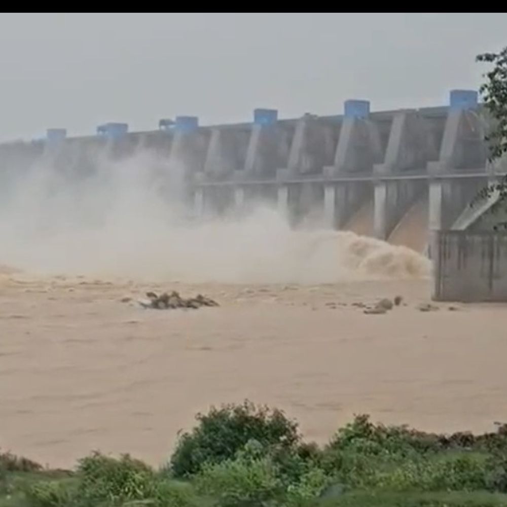 कनहर बांध में बारिश का असर:जलस्तर 256.7 मीटर पहुंचा, 8 गेट खोलकर पानी छोड़ा