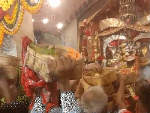 मनसा देवी मंदिर में विषहरी पूजा पर उमड़ी भीड़:डलिया चढ़ाने के लिए पहुंच रहे हैं श्रद्धालु; सुरक्षा के पुख्ता इंतजाम, CCTV से निगरानी