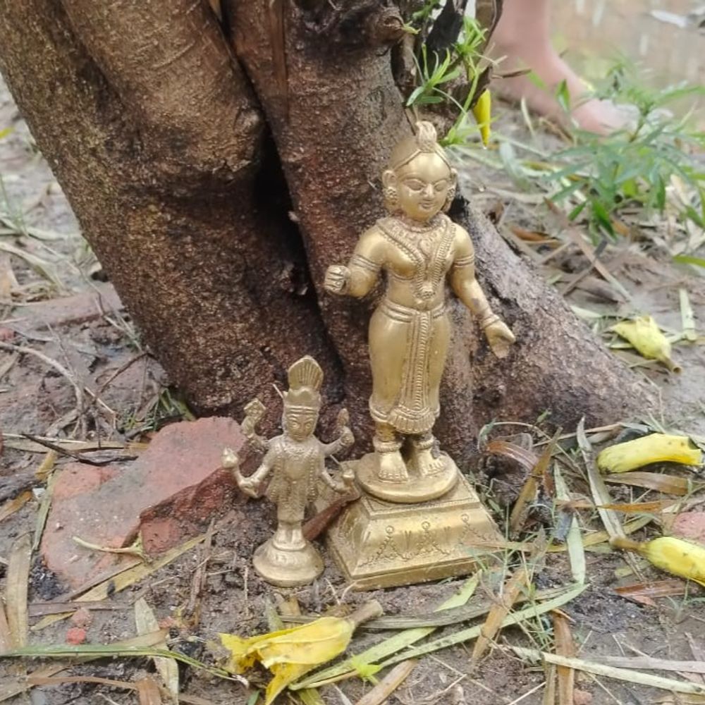 बेगूसराय में पेड़ के नीचे मिली भगवान की मूर्तियां:ठाकुरबाड़ी से 7 महीने पहले हुई थी चोरी, कीमत करोड़ों में आंकी गई थी