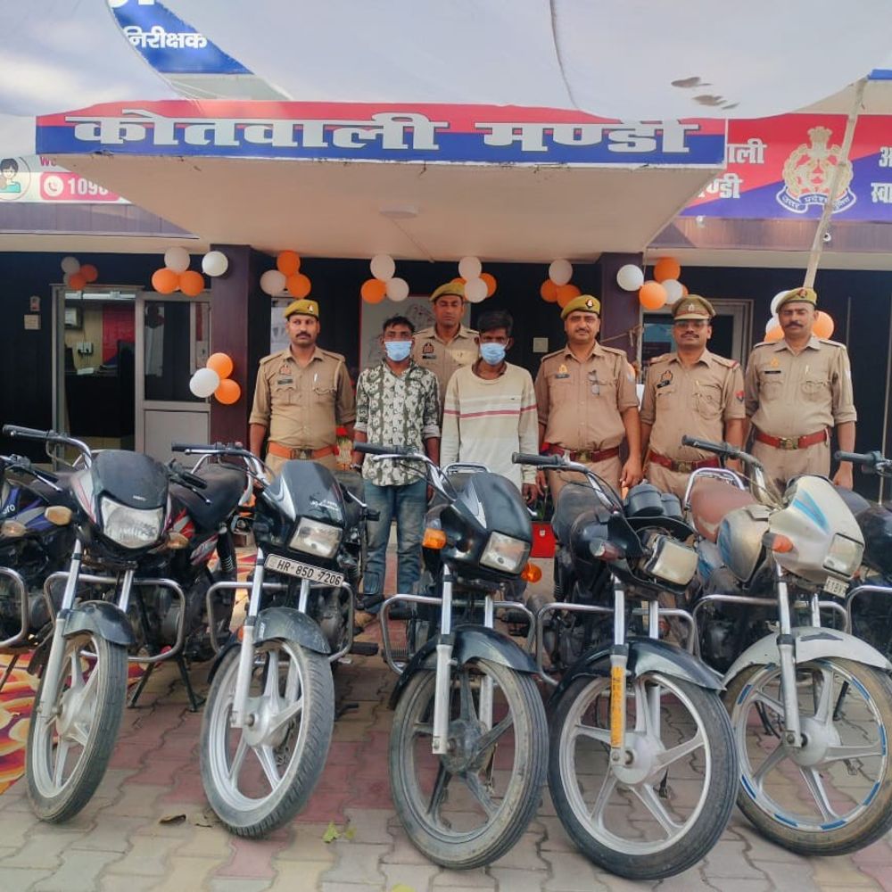सहारनपुर में 2 वाहन चोर पकड़ा:गिरफ्तार हिस्ट्रीशीटर से चोरी की 7 बाइक बरामद