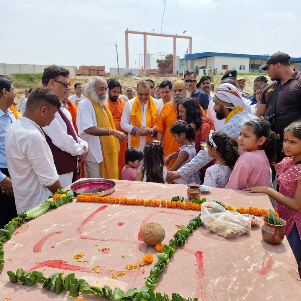 श्रीकल्कि धाम में राज्यमंत्री कपिलदेव अग्रवाल ने किया शिला पूजन:बोले- राहुल गांधी और कांग्रेस के सांसद इस्तीफा दें, तब वोट चोरी का आरोप लगाएं