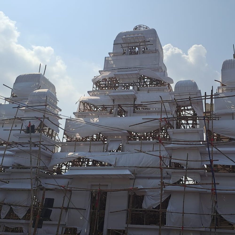 गोपालगंज: 110 फीट ऊंचा और 120 फीट चौड़ा होगा पंडाल:अमेरिकी कृष्ण मंदिर की तर्ज पर बनेगा, 16 फीट की होगी मां की प्रतिमा