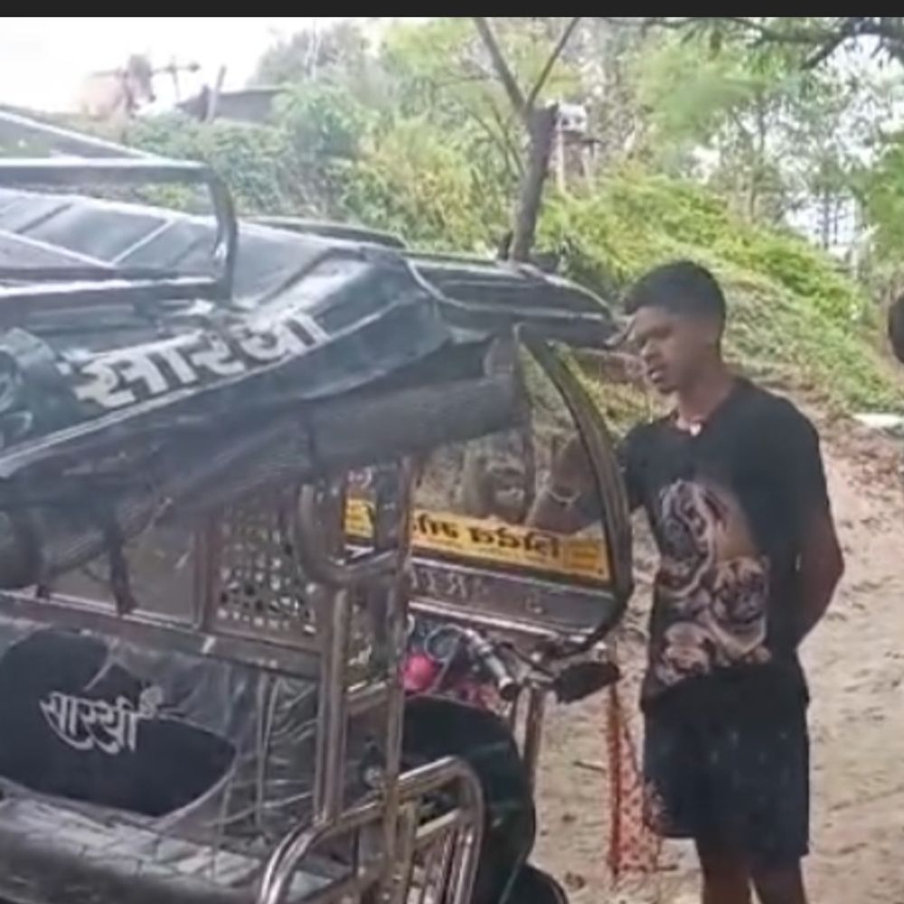 गोगरी कुंडी के पास ई-रिक्शा पलटा, तीन घायल:गोगरी बाजार से बोरना आते समय हुआ हादसा