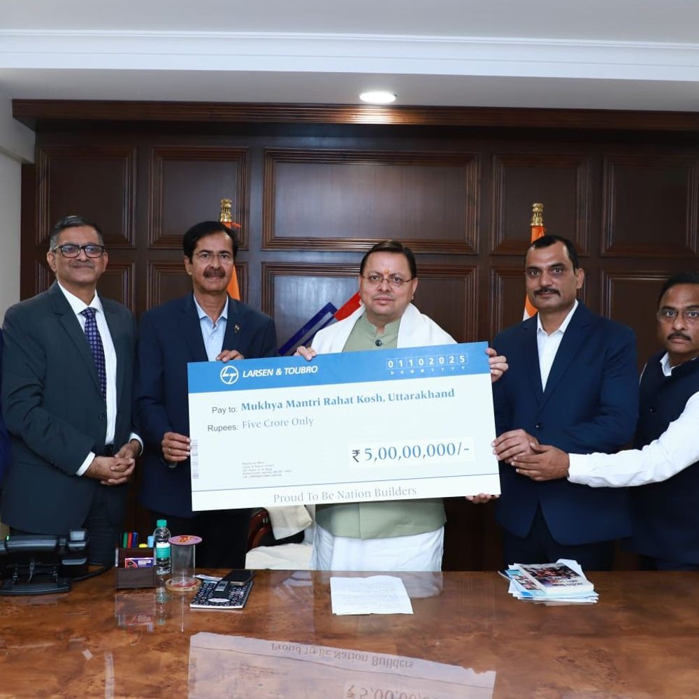 लार्सन एंड टुब्रो ने उत्तराखंड को दिए 5 करोड़ रुपए:  सीएम धामी संग मिलकर फैसला, आपदाओं से निपटने में खर्च होंगे – Uttarakhand News