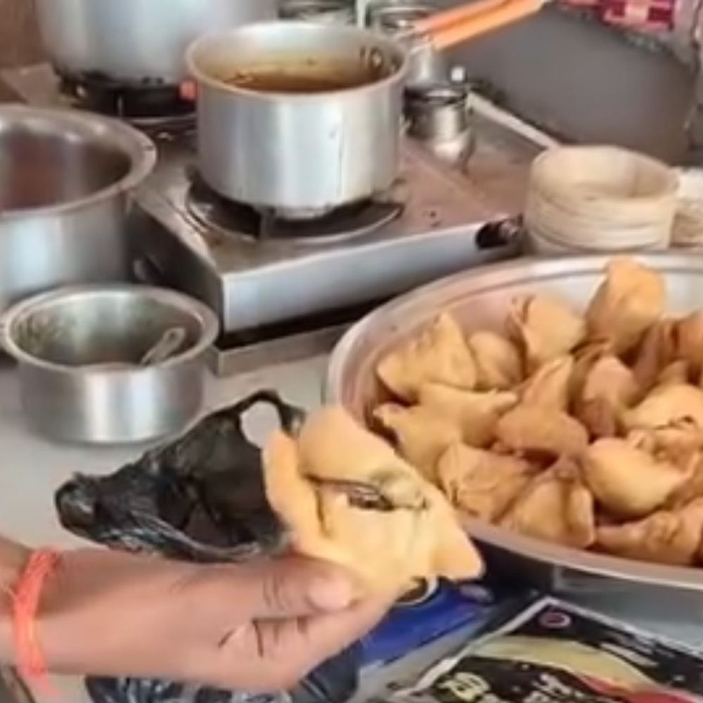 समोसे में मिला कनखजूरा कीड़ा:अयोध्या में वीडियो वायरल, खाद्य विभाग ने जांच की बात कही