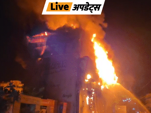 भास्कर अपडेट्स:राजस्थान के जोधपुर में पेंट गोदाम में धमाका, भीषण आग लगी; एयरफोर्स की फायर टीम पहुंची