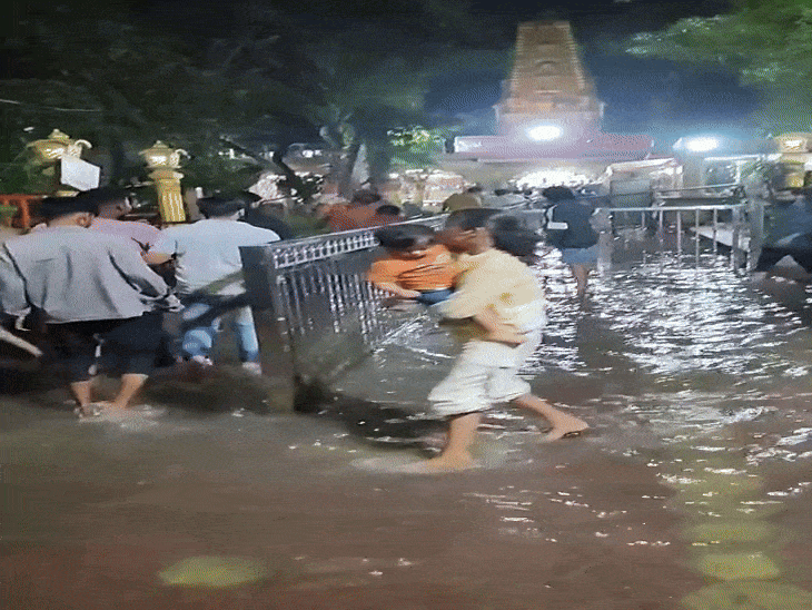 पानी की लाइन डैमेज, मंदिर में भराया पानी:इंदौर में निगम अधिकारियों ने बंद करवाई पानी की सप्लाई