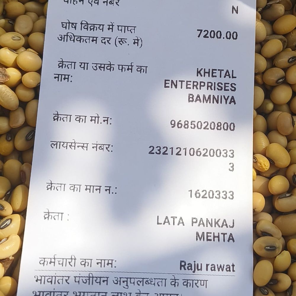 झाबुआ की बामनिया मंडी में सोयाबीन की अच्छी आवक:7200 रुपए प्रति क्विंटल तक बिका; कपास भी आना शुरू