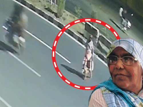 बाइक की टक्कर से 10 मीटर दूर गिरी महिला, मौत:NH पार करते समय हादसा, CCTV में कैद हुई घटना