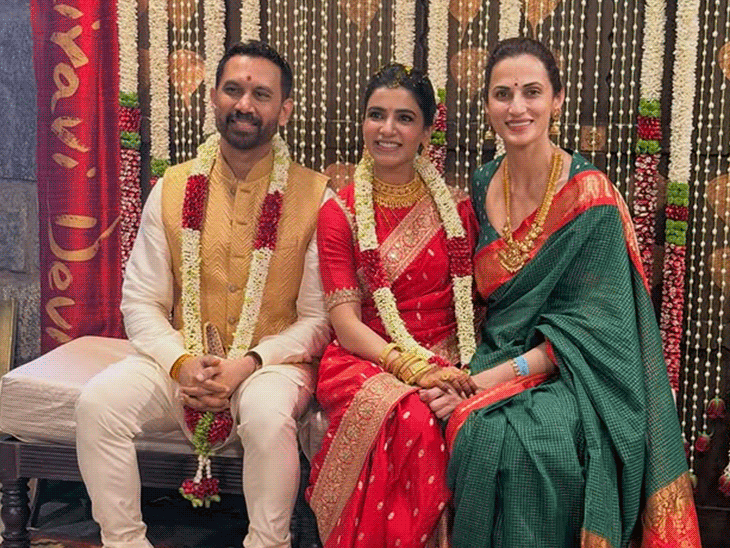 सामंथा-राज की शादी की इनसाइड तस्वीरें:हाथों में हाथ डाले एक-दूसरे की आंखों में देखते नजर आए कपल