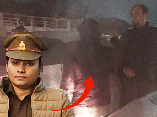 मुंह में यूरिन करूंगी…कहने वाली दरोगा का नया बयान:अलीगढ़ में बोली- कार वाले ने मेरे ब्रेस्ट पर हाथ मारा; मैंने झगड़ा नहीं किया