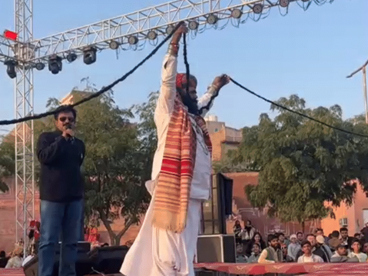 20 फीट लंबी मूंछ, सिर पर 20 किलो की पगड़ी:बीकानेर कैमल फेस्टिवल में लाखों के गहने पहन आई नेशनल चेस प्लेयर, देर रात परिणाम घोषित