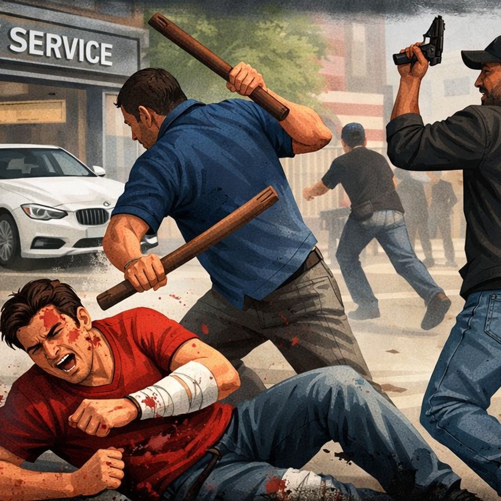 BMW कार की सर्विस कराने आए युवक पर हमला:लखनऊ में लाठी-डंडों से की पिटाई, असलहा लहराकर आरोपी फरार; हाथ-पैर फ्रैक्चर, ट्रॉमा सेंटर में भर्ती