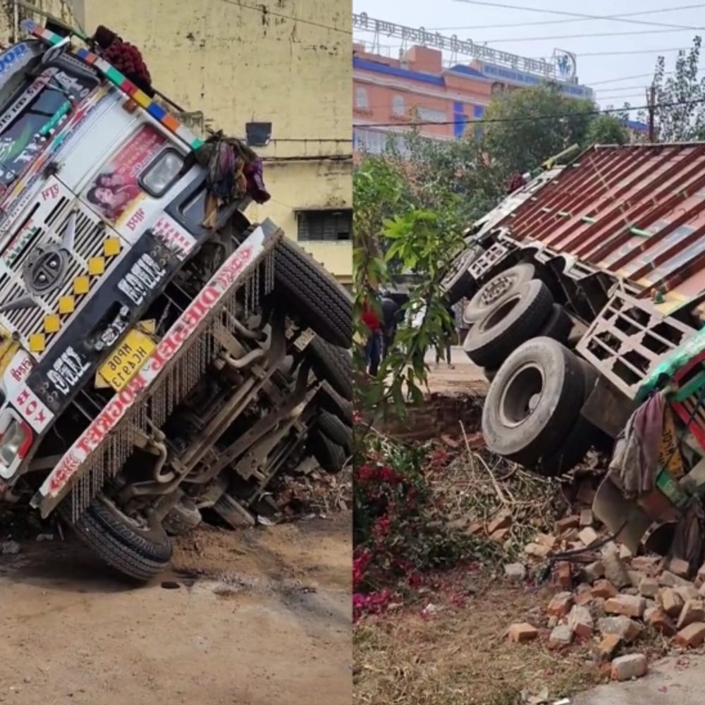 ग्वालियर में कोहरे में ढलान पर अनियंत्रित हुआ ट्रक:  भगवत सहाय ऑडिटोरियम के पास दीवार में जा घुसा ट्रक, कोई जनहानि नहीं – Gwalior News