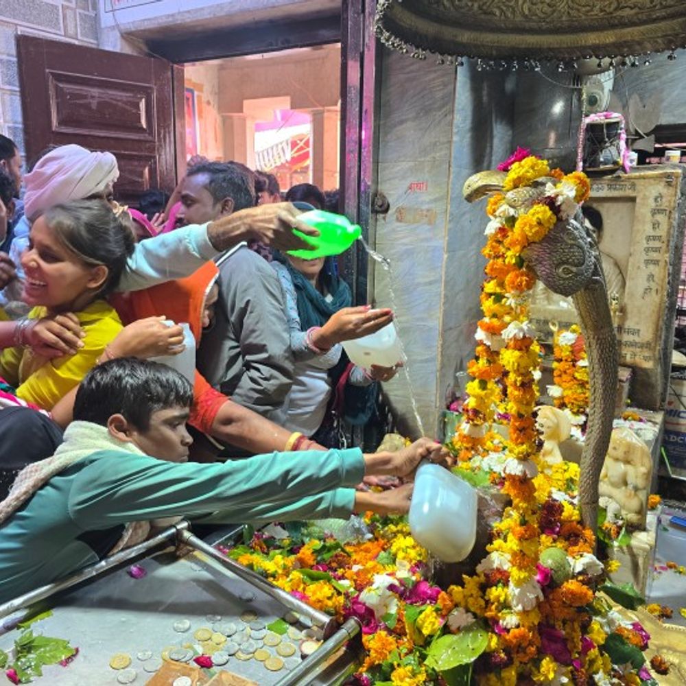 शिवालयों पर उमड़े भोले के भक्त:भगवान शिव को अर्पित कर रहे गंगाजल, जय भोले से गूंजे ब्रज के मंदिर