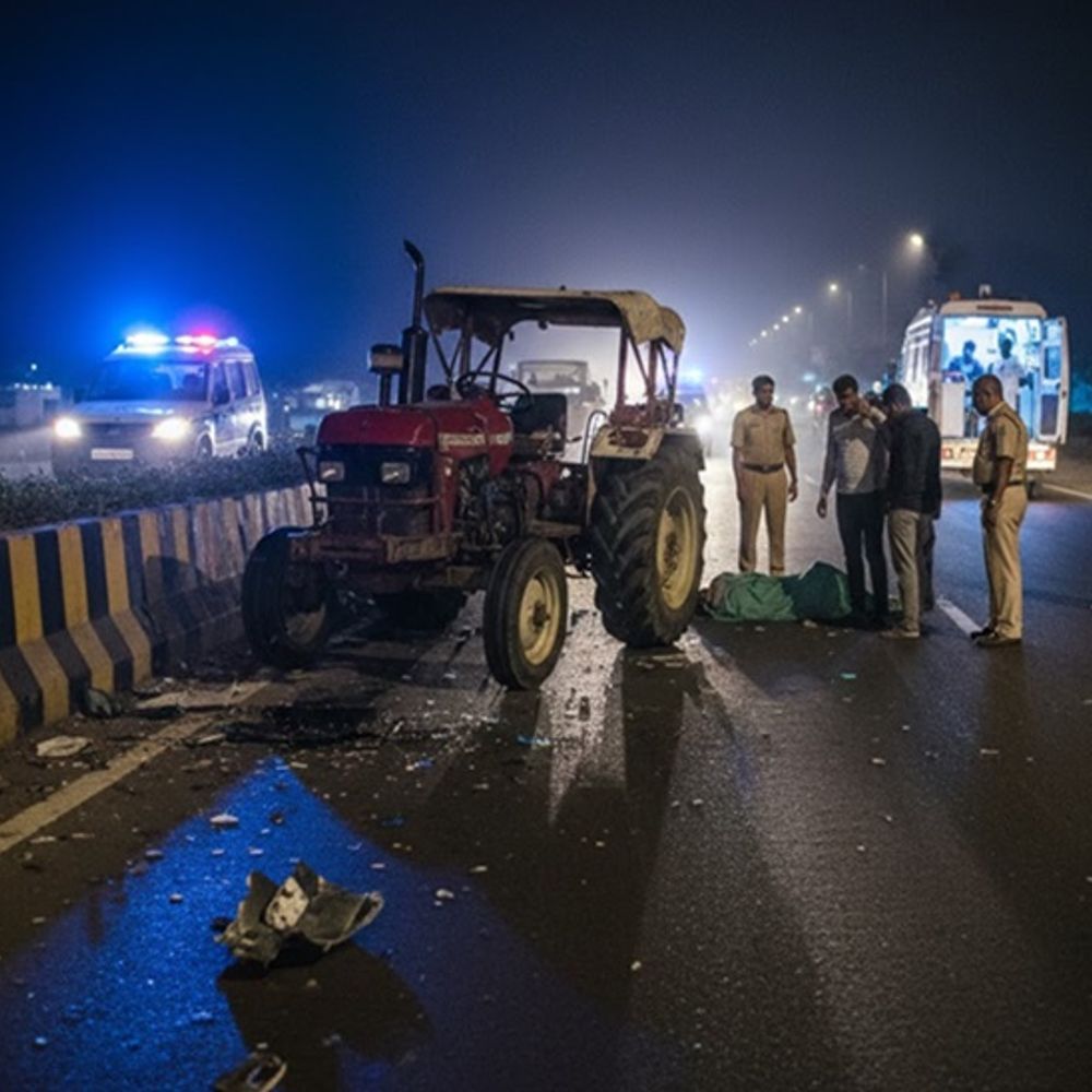 पलवल में ट्रैक्टर सवार किसान की मौत:  वाहन की टक्कर से फुटपाथ से टकराया; उछलकर रोड पर गिरने से लगी चोटें – Palwal News