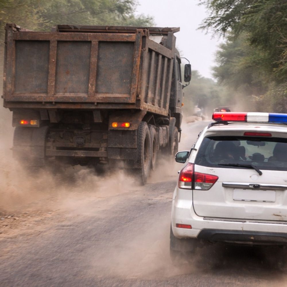 डंपर चालक ने एसडीएम की गाड़ी पर चढ़ाने की कोशिश:सिद्धार्थनगर में 5 किमी पीछा कर डंपर पकड़ा, चालक फरार