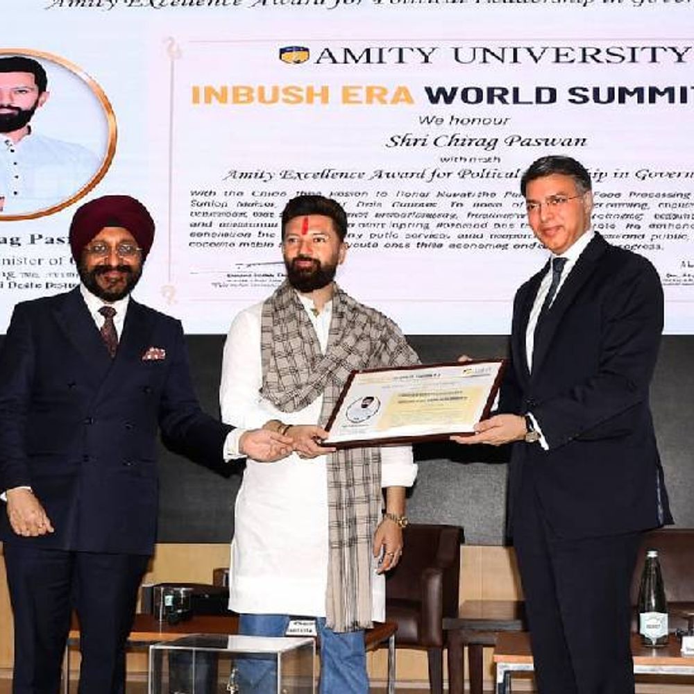 नोएडा के एमिटी यूनिवर्सिटी पहुंचे केंद्रीय मंत्री चिराग पासवान:बोले- आप सब देश का भविष्य है, जो विकसित भारत का निर्माण करेंगे