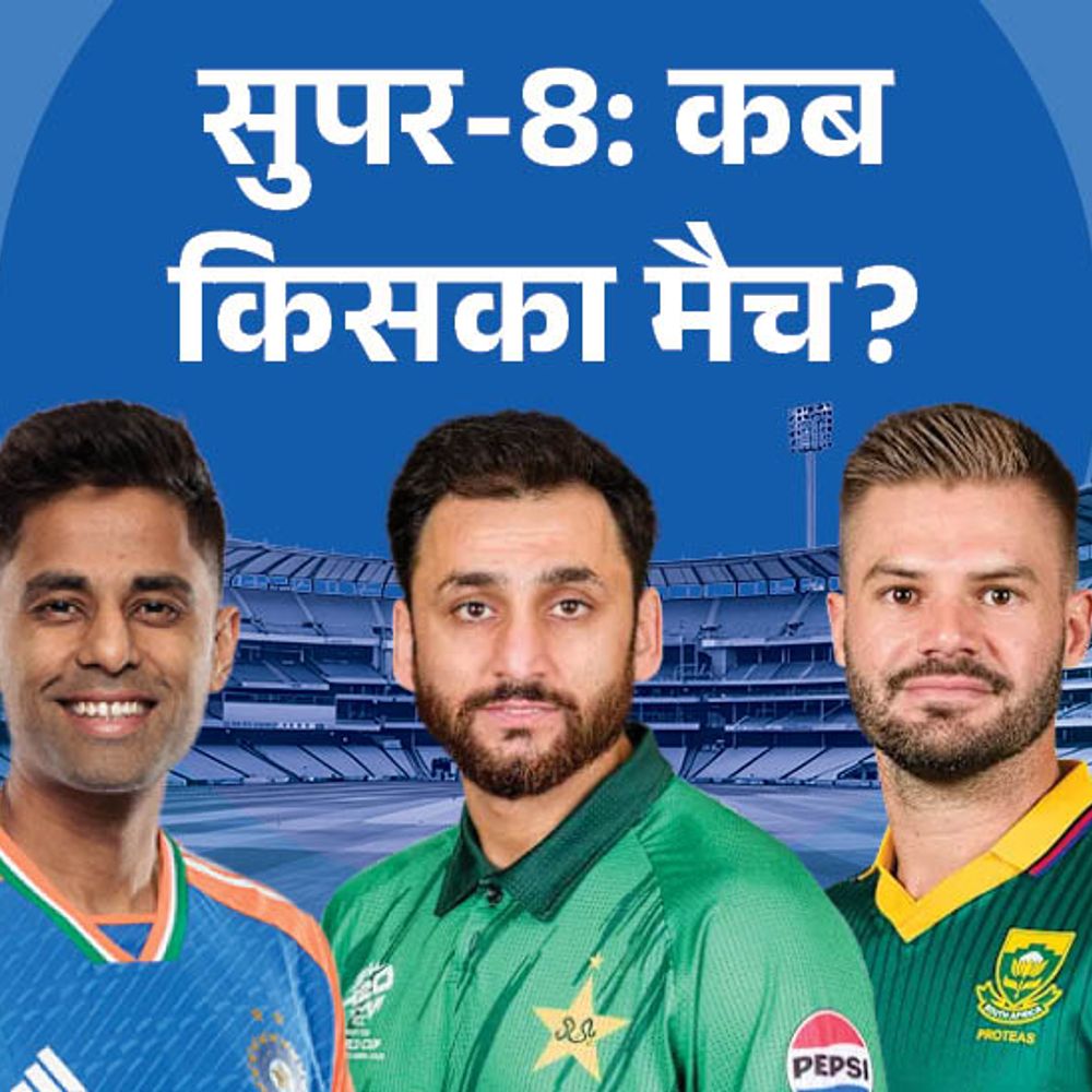 सुपर-8 के मैचों का पूरा शेड्यूल:21 फरवरी से शुरुआत, 3 डबल हेडर होंगे, भारत 22 फरवरी को साउथ अफ्रीका से खेलेगा