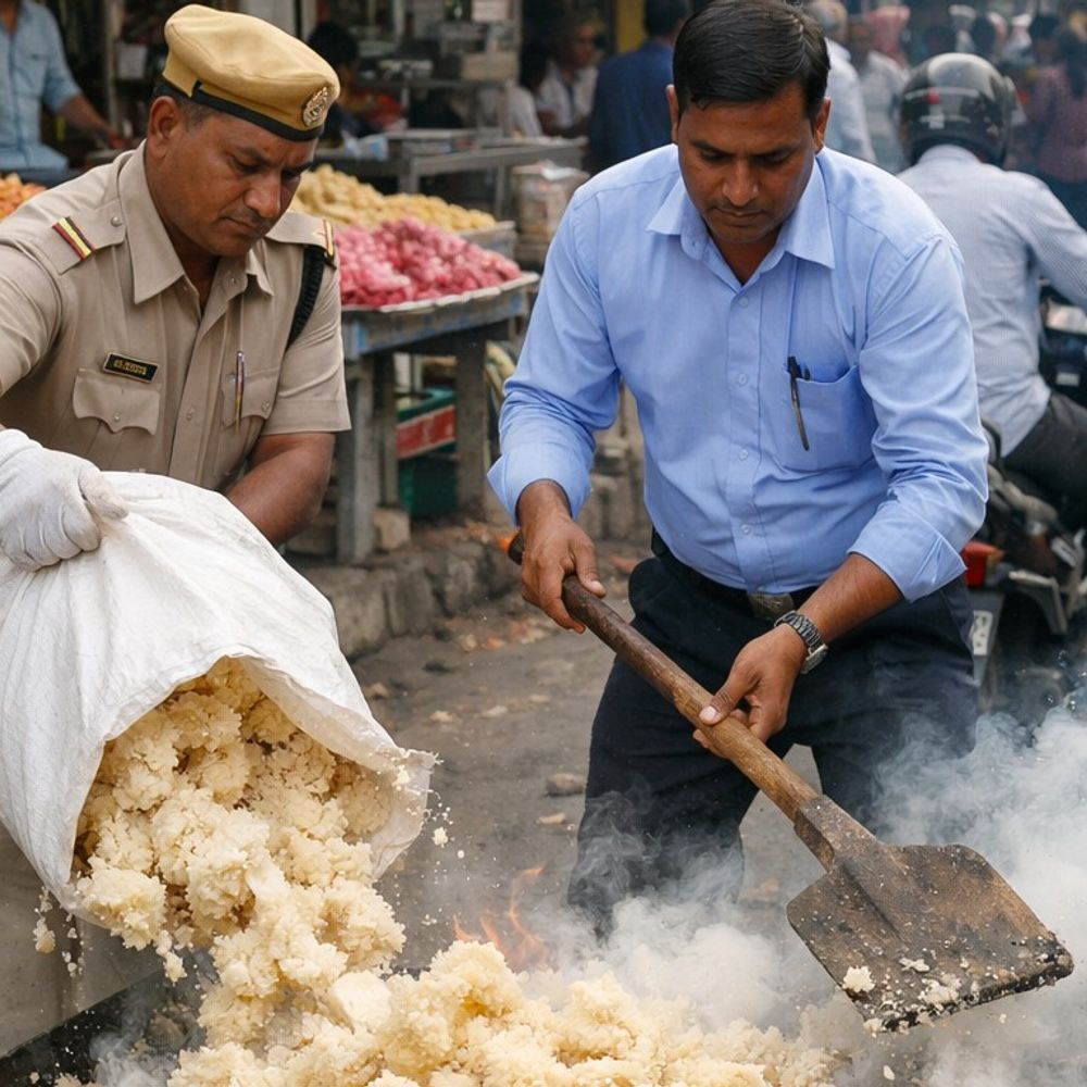 खाद्य विभाग ने 35 किलो नकली खोया नष्ट कराया:मिलावटी मिठाइयों के कारोबार के खिलाफ कार्रवाई जारी