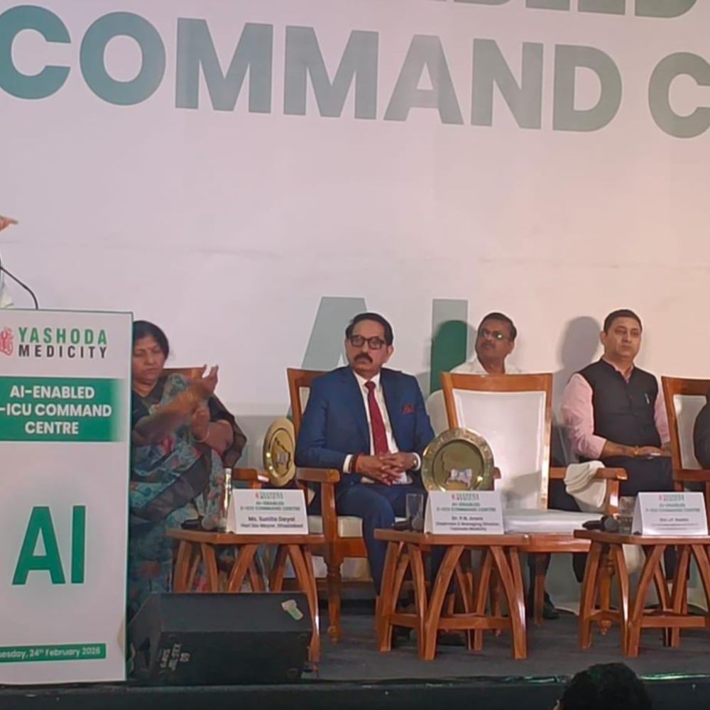 केंद्रीय मंत्री जेपी नड्‌डा गाजियाबाद पहुंचे:यशोदा मेडिसिटी ICU कमांड सेंटर का उद्घाटन किया