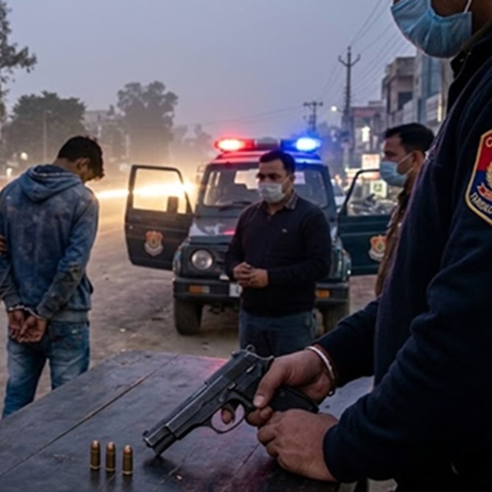 फरीदकोट में पिस्टल-कारतूस समेत युवक गिरफ्तार:बुलेट एजेंसी के पास संदिग्ध हालात में खड़ा था, आरोपी यूपी के हरदोई का रहने वाला