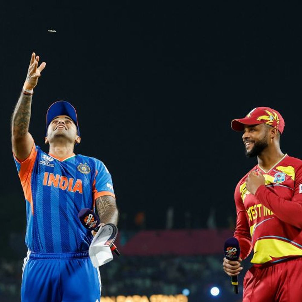 टी-20 वर्ल्डकप-भारत ने टॉस जीतकर बॉलिंग चुनी:टीम में कोई बदलाव नहीं, वेस्टइंडीज एक चेंज के साथ उतरी; हारने वाली टीम बाहर होगी