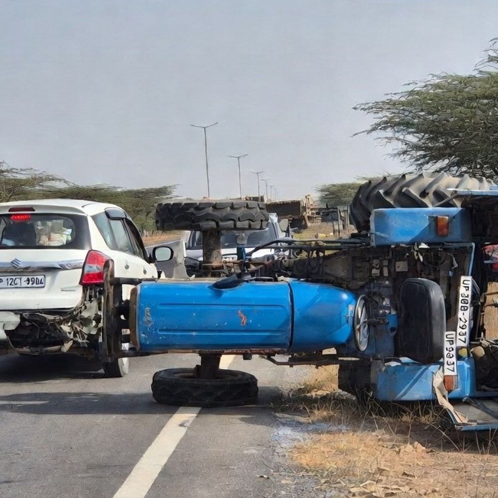 ट्रैक्टर के नीचे दबने से ड्राइवर की मौत:  कुरुक्षेत्र जीटी रोड पर एक्सीडेंट, टक्कर लगने से कार-ट्रैक्टर पलटे, 2 बेटियों का पिता – Kurukshetra News