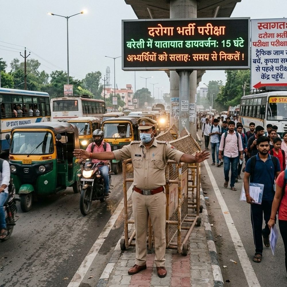 दरोगा भर्ती परीक्षा: बरेली में रूट डायवर्ट रहेगा:शहर में भारी वाहनों का प्रवेश प्रतिबंधित, 15 घंटे तक बदला रहेगा ट्रैफिक