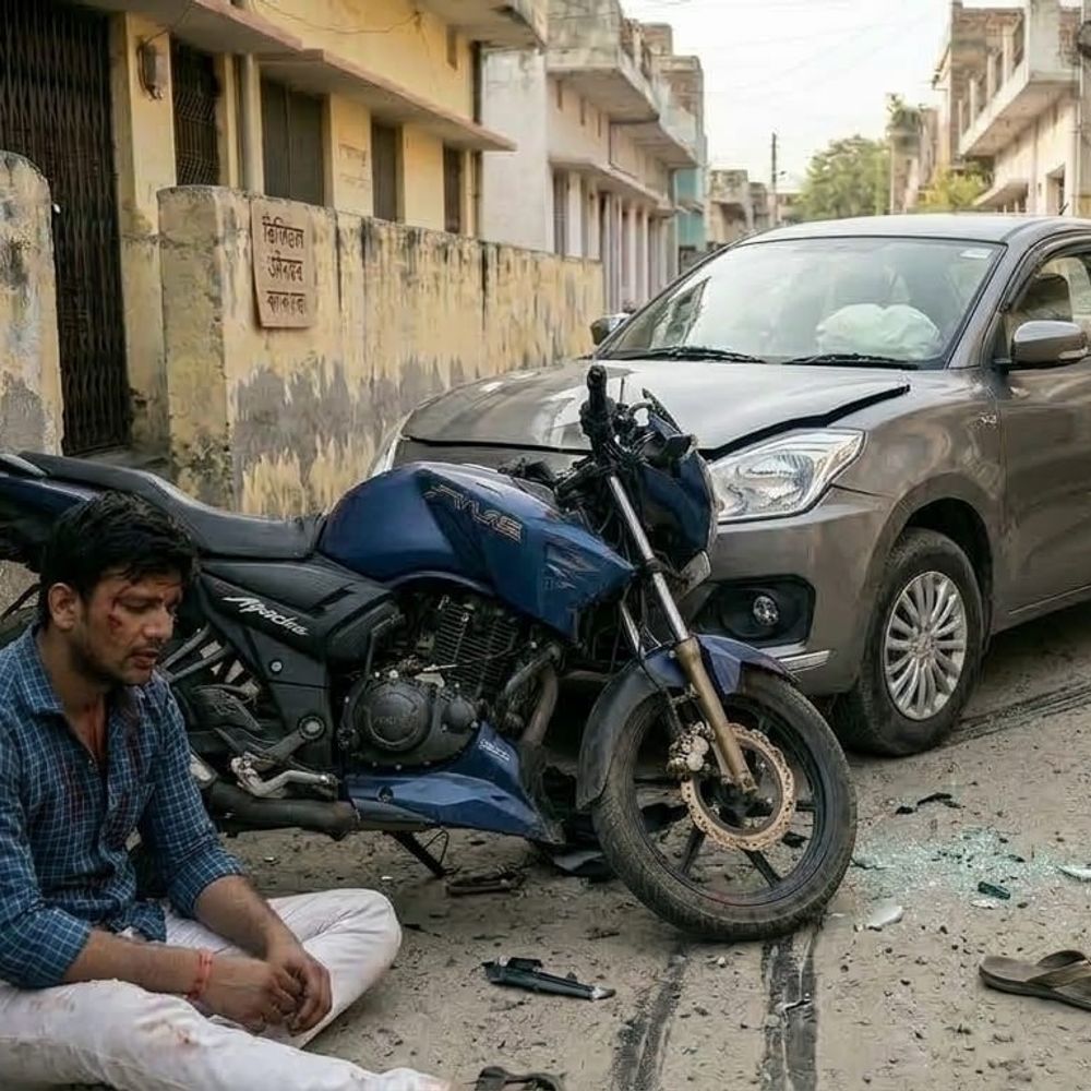 तेज रफ्तार कार ने बाइक सवार युवक को मारी टक्कर:सड़क किनारे गाड़ी लगाकर बैठा था, हादसे के बाद चालक फरार