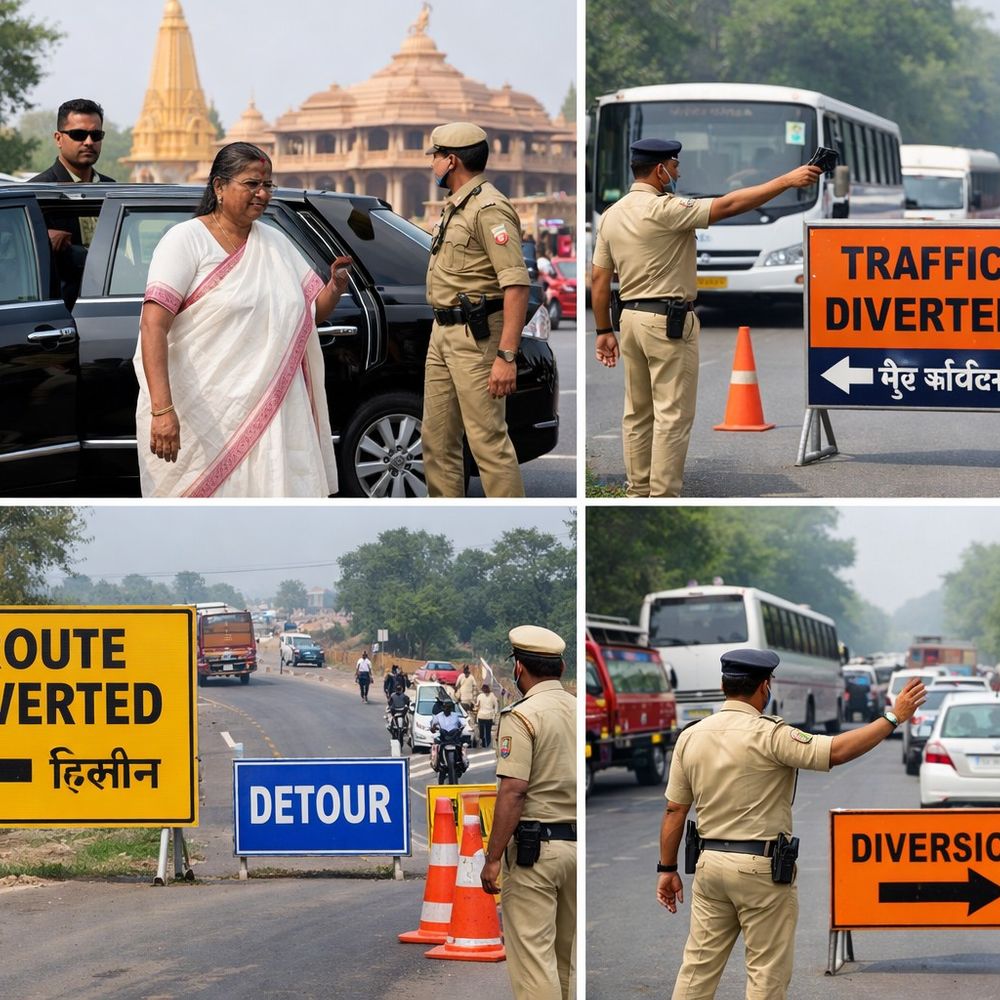 राष्ट्रपति के अयोध्या दौरे को लेकर ट्रैफिक अलर्ट:सिद्धार्थनगर से लखनऊ जाने वालों के लिए रूट बदला, एडवाइजरी जारी