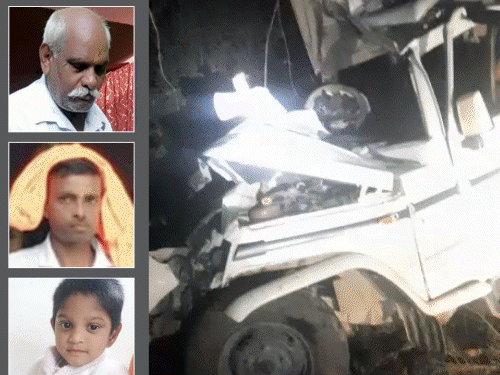 आगरा में पिता, बेटा-बहू और पोती समेत 5 की मौत:पेड़ से टकराई बोलेरो, नवरात्रि के पहले दिन कैलादेवी से लौट रहे थे