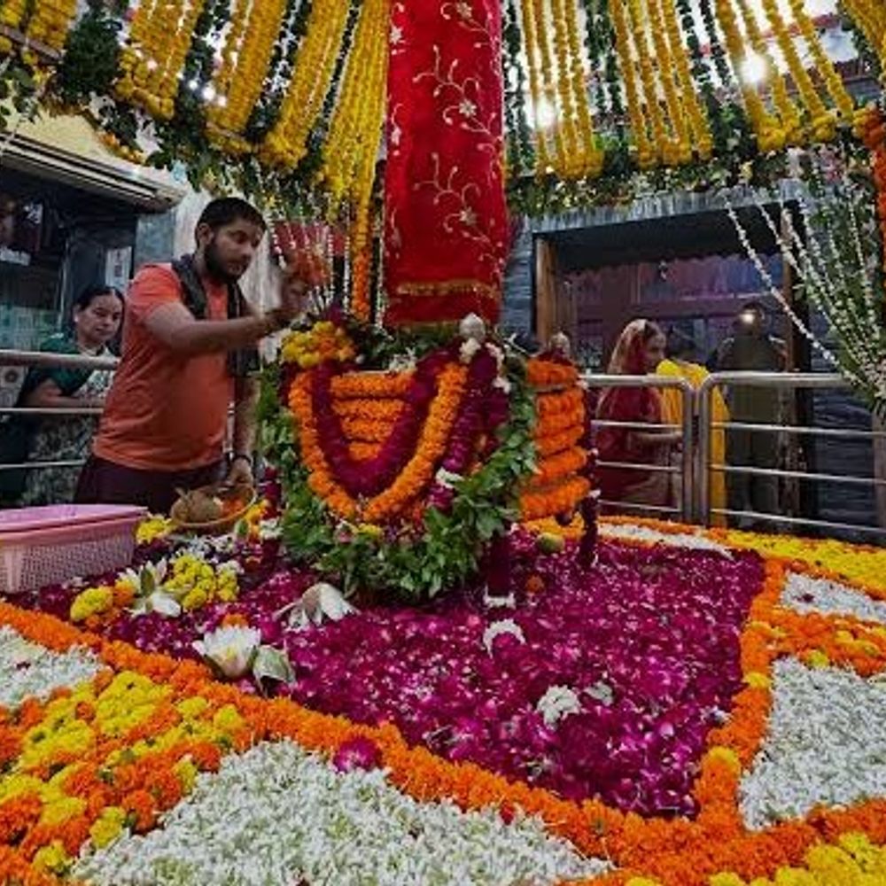 चैत्र नवरात्रि के तीसरे दिन मां चंद्रघंटा की आराधना:शक्ति पीठ अलोप शंकरी में भक्तों की भारी भीड़, गूंजा जय माता दी