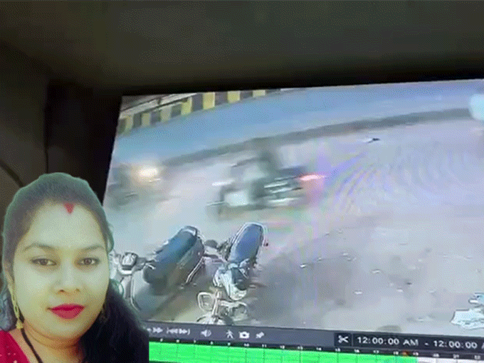 भिलाई में तेज रफ्तार ट्रक ने महिला को कुचला, VIDEO:पति-बच्चे के साथ घर लौट रही थी, रेलवे का एग्जाम देने गई थी रायपुर