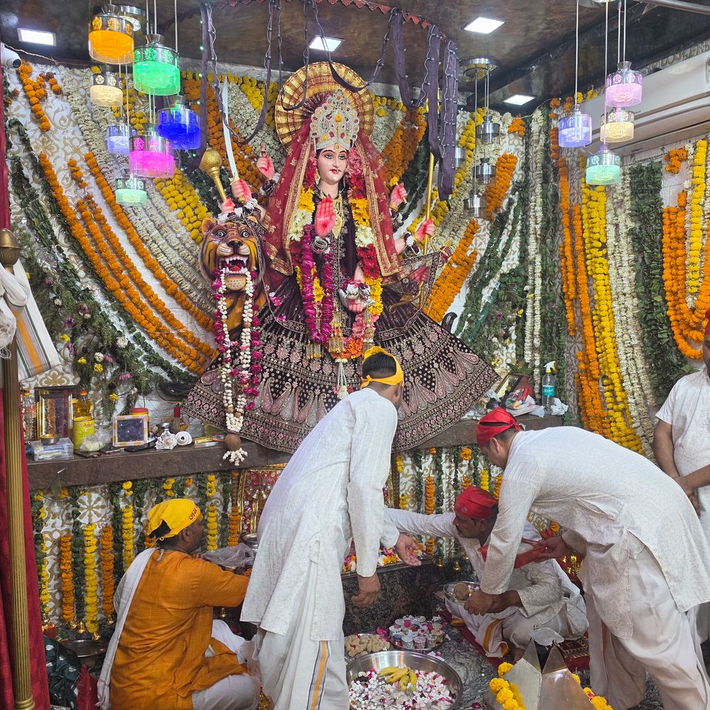 संभल में मां स्कंदमाता की पूजा, महाआरती हुई:चैत्र नवरात्र के पांचवें दिन 2500 से अधिक श्रद्धालुओं ने दर्शन किए