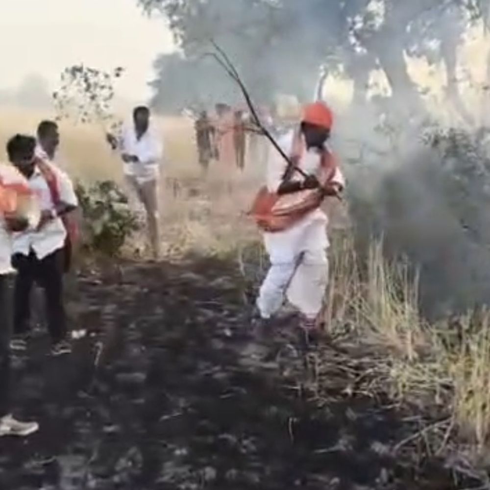 छतरपुर के खेत में लगी आग, मंत्री खुद बुझाने पहुंचे:  महिला की पुकार पर पहुंचे दिलीप अहिरवार; नुकसान की भरपाई का दिया भरोसा – Chhatarpur (MP) News