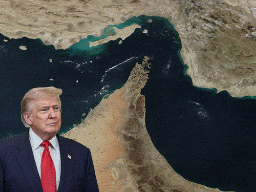 ट्रम्प ने होर्मुज-स्ट्रेट को ‘स्ट्रेट ऑफ ट्रम्प’ कहा:फिर हंसते हुए बोले- माफ कीजिए गलती हुई; ईरान में अभी 3,554 टारगेट बचे, जल्द पूरे करेंगे