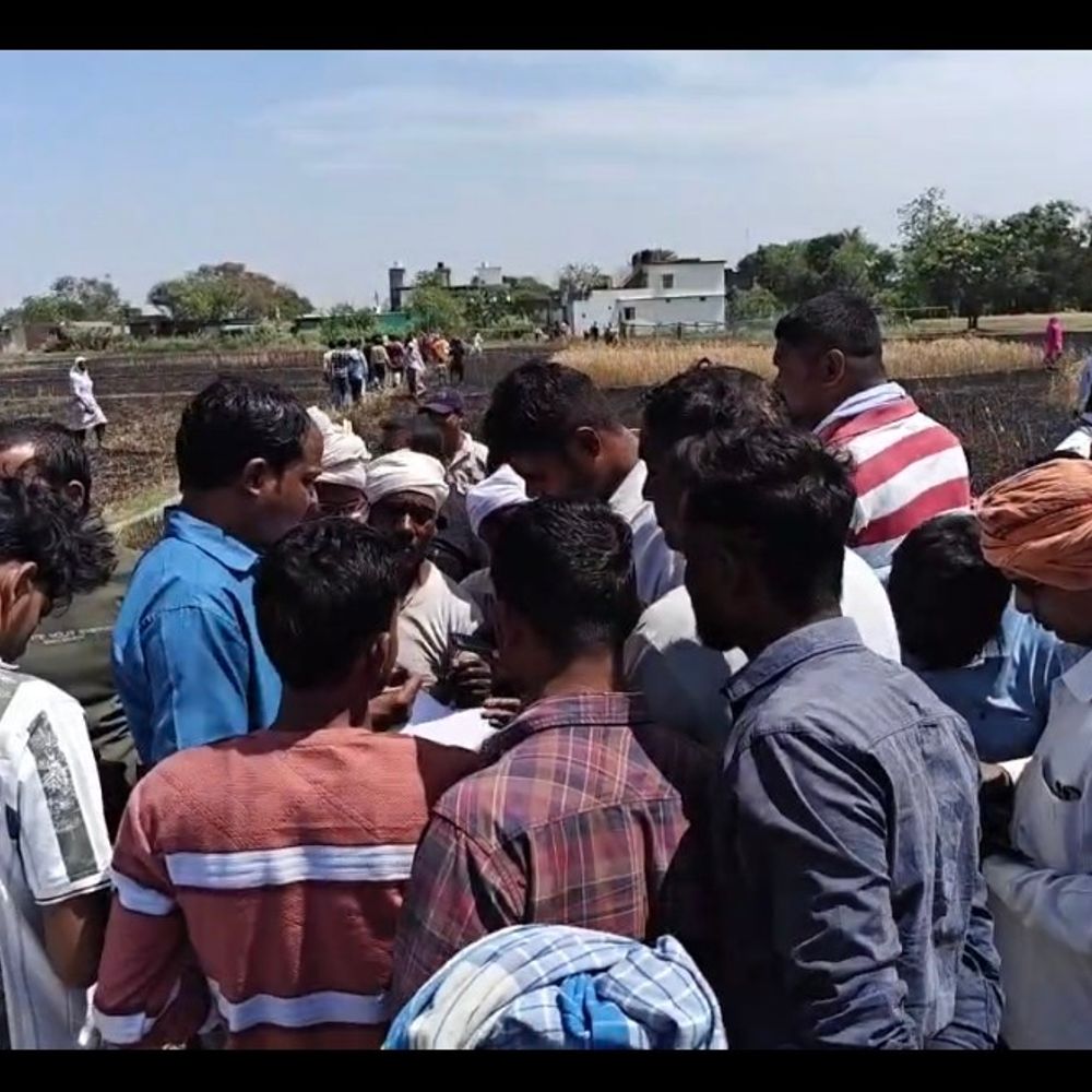 शॉर्ट सर्किट से 10 एकड़ गेहूं की फसल राख:महराजगंज में दर्जनों किसानों को नुकसान, प्रशासन ने मुआवजे का आश्वासन दिया