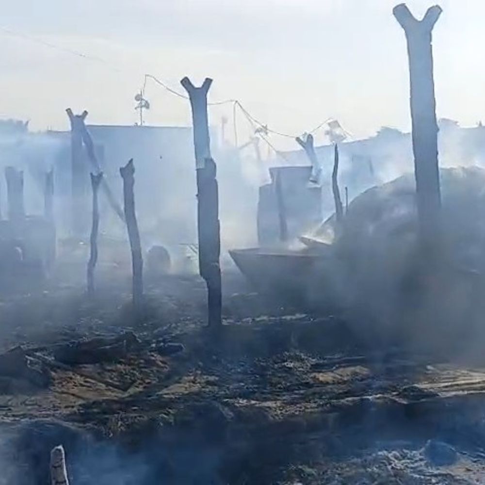 लखीमपुर में निघासन के बैरिया गांव में भीषण आग:25 परिवार प्रभावित, 9 बकरियां जिंदा जलीं, लाखों का नुकसान