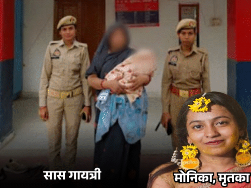 
                 मां की मौत के बाद जेल में एक-महीने की बच्ची:झांसी में पिता-दादी हुए अरेस्ट, युवती की बाथरूम के हैंगर में लटकती मिली थी लाश 
            