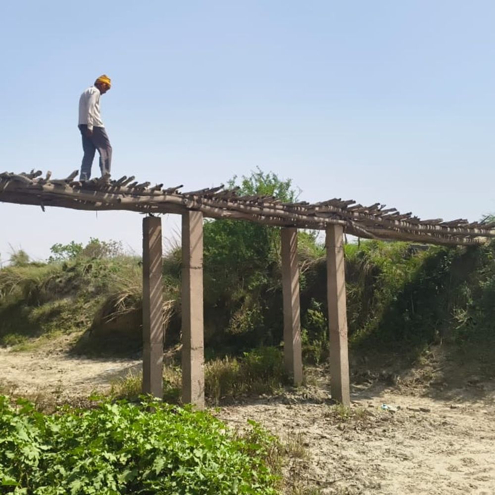 कानपुर देहात में 75 साल बाद भी लकड़ी का पुल:बन्दरहा गांव में छात्रों के लिए एकमात्र रास्ता, जान जोखिम में डालकर करते है आवागमन