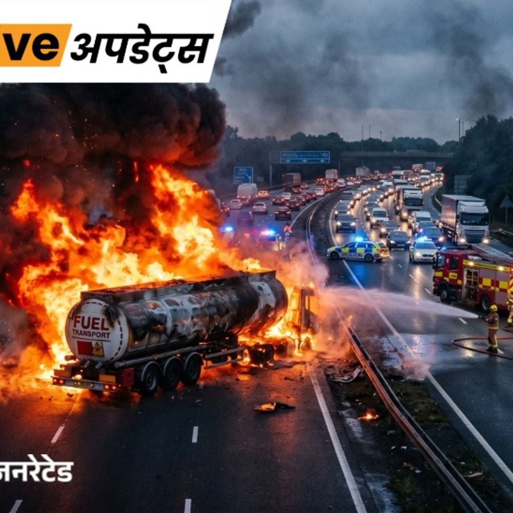 भास्कर अपडेट्स:NH-52 पर केमिकल टैंकर में धमाके के बाद आग, ड्राइवर लापता होने की आशंका