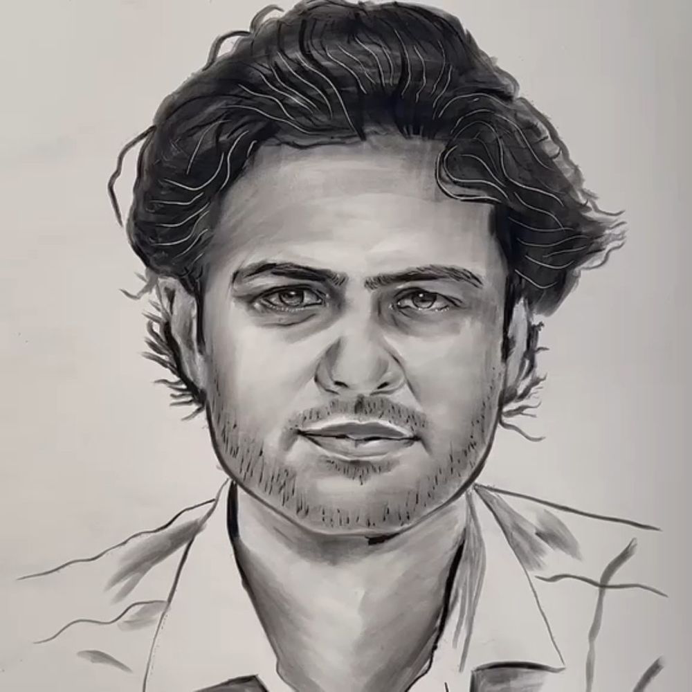 अमरोहा में युवा चित्रकार ने बनाया 4 फीट ऊंचा चित्र:नए DM के लिए लिखा- अमन की नगरी में आपका स्वागत है