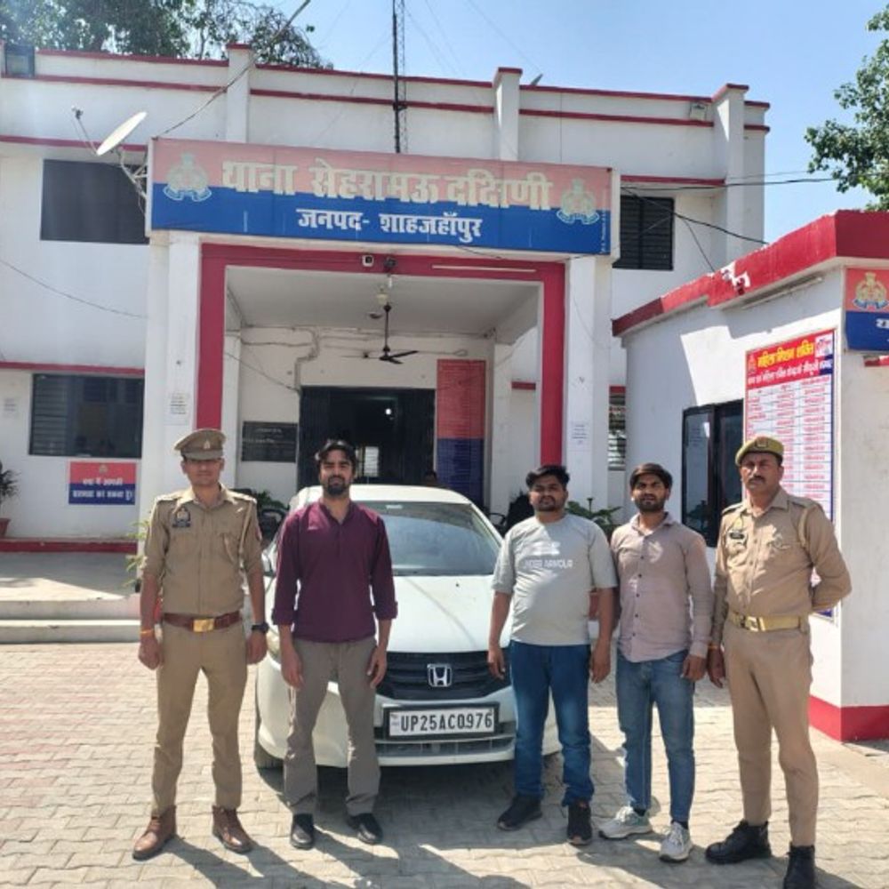 शाहजहांपुर में स्टंट-करने वाले थाने में जोड़ रहे हाथ:हिस्ट्रीशीटर के जन्मदिन पर किया था, पुलिस ने तीन आरोपियों को गिरफ्तार कर कार जब्त की