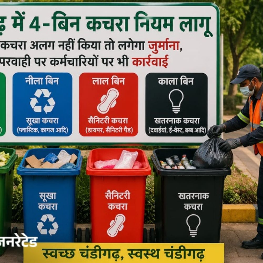 चंडीगढ़ में कूड़ा अलग नहीं करने पर लगेगा जुर्माना:  नगर निगम ने 4-बिन कचरा नियम किए लागू; लापरवाह कर्मचारियों पर भी होगा एक्शन – Chandigarh News